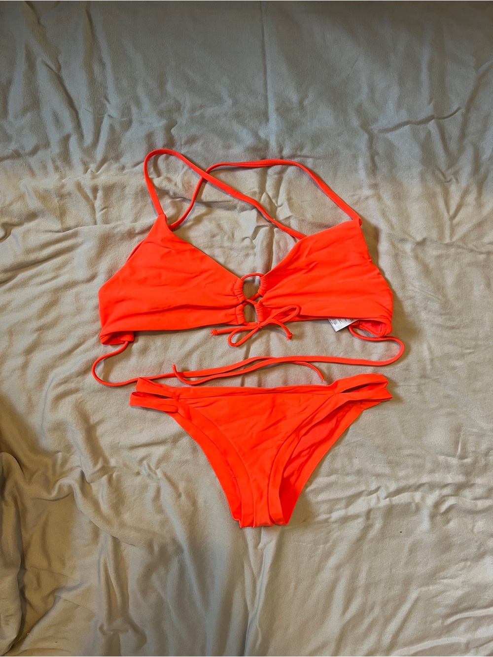 Body Glove Neon Orange Strappy Ring Bikini